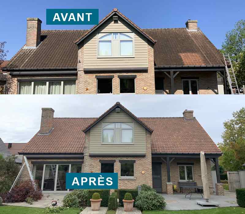 Nettoyage et démoussage toiture - MT COUVREUR BELGIQUE : Nettoyage et démoussage toiture, protection anti-mousse et revêtement peinture hydrofuge toit : Intervention en Belgique : Région Flamande, Wallonne et Bruxelles